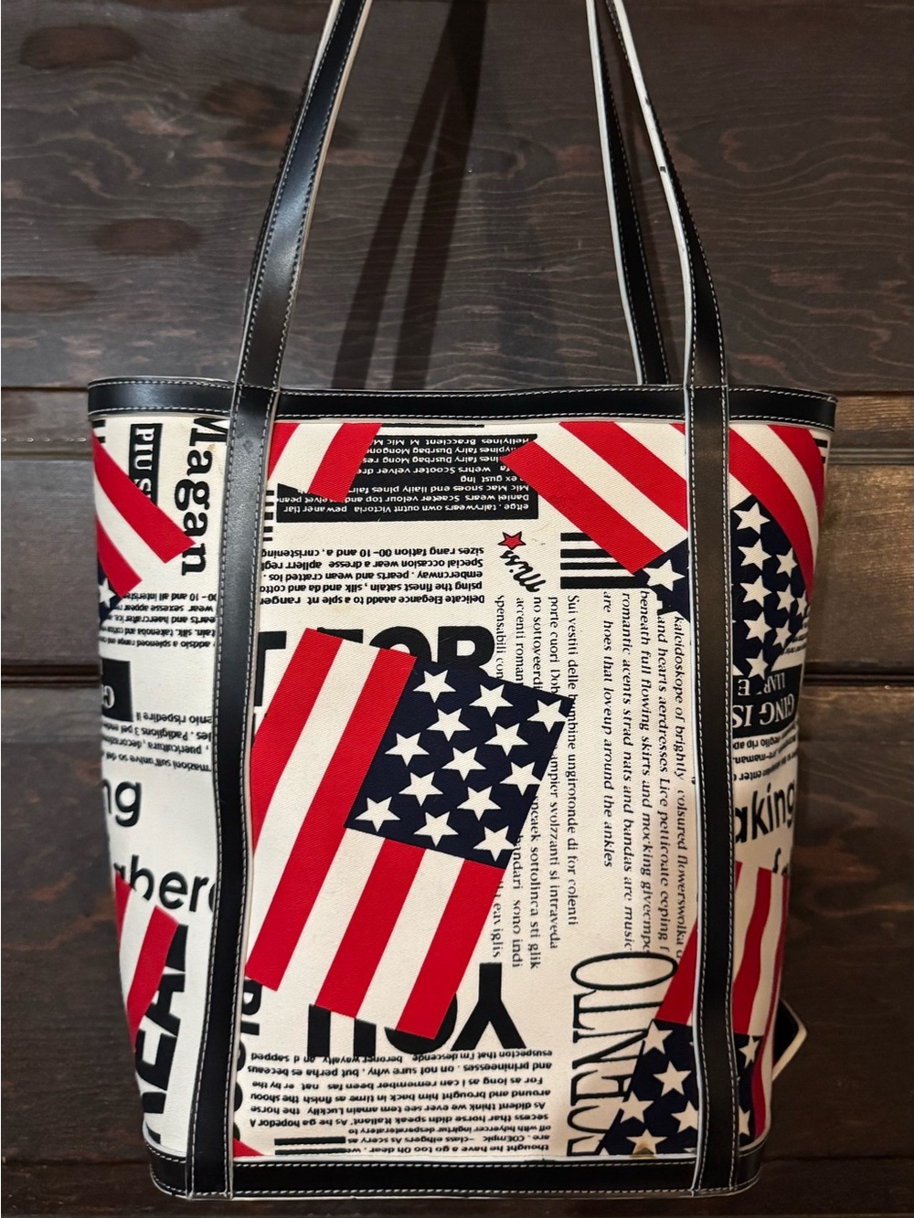 Maxx New York Canvas American Flag Tote Bag